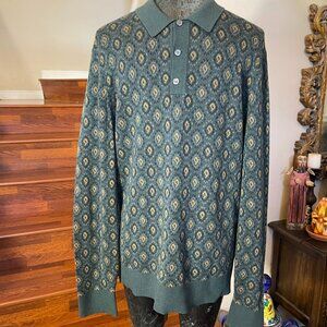 Abercrombie & Fitch Men's M Green 1/4 Buttons Cotton Blend Pullover Knit Sweater